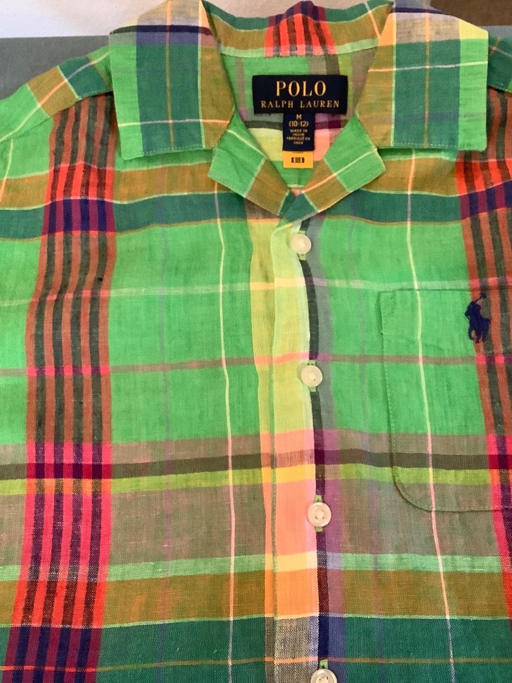 Boys Madras plaid shirt